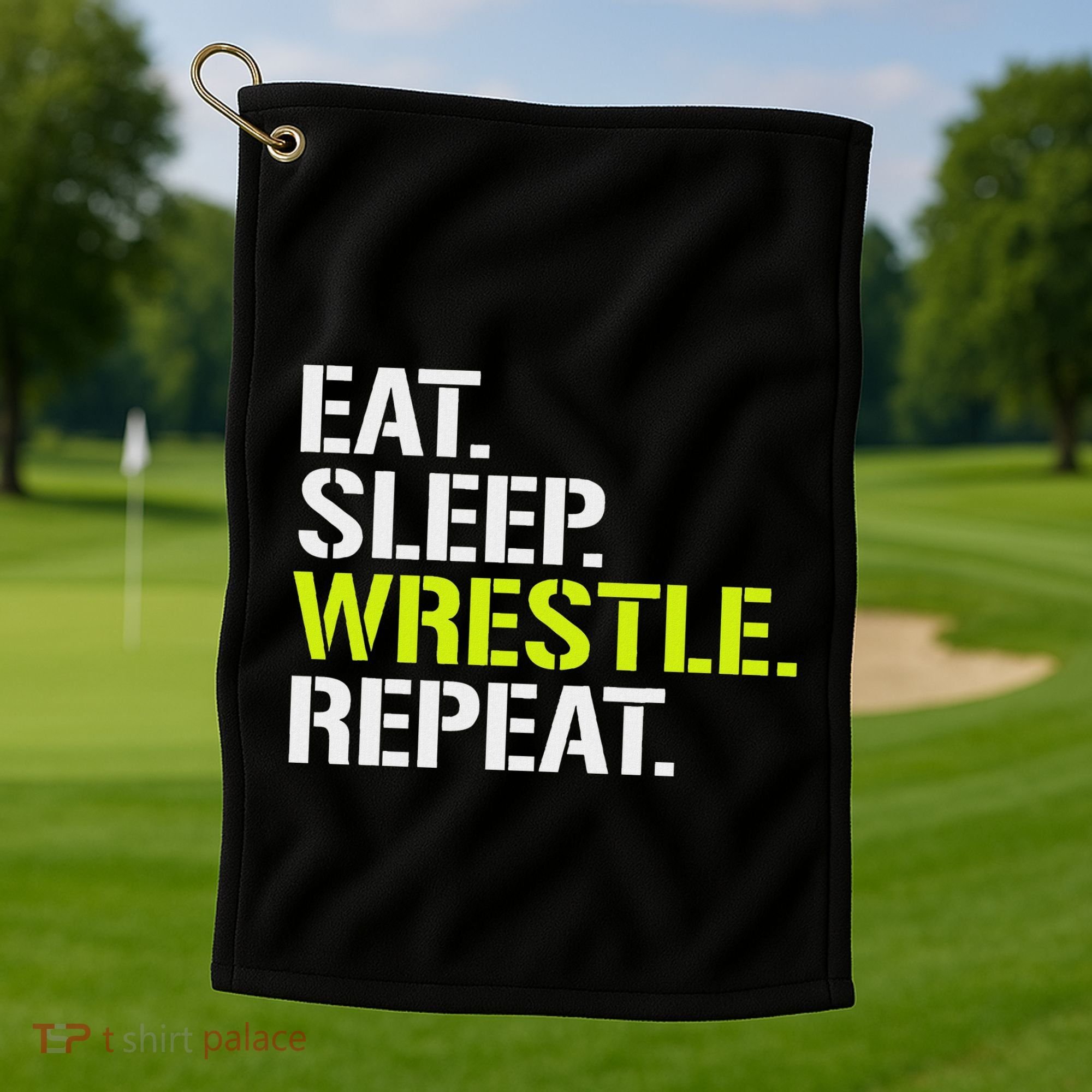 Eat Sleep Wrestle Repeat Cool Wrestling Golf Towel