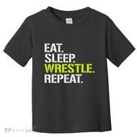 Eat Sleep Wrestle Repeat Cool Wrestling Toddler T-Shirt thumb 0