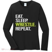 Eat Sleep Wrestle Repeat Cool Wrestling Women's Long Sleeve Shirt thumb 0