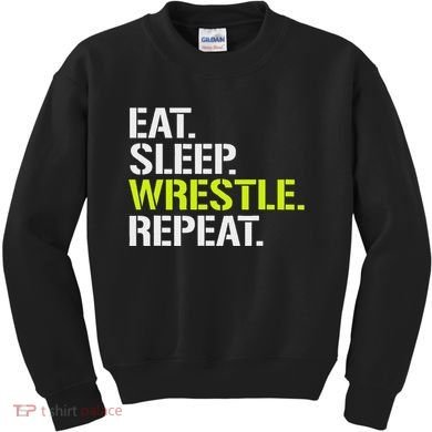 Eat Sleep Wrestle Repeat Cool Wrestling Kids Sweatshirt