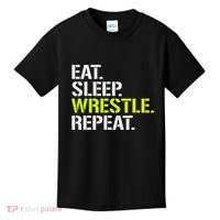 Eat Sleep Wrestle Repeat Cool Wrestling Kids T-Shirt thumb 0