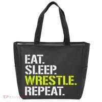 Eat Sleep Wrestle Repeat Cool Wrestling Tote Bag thumb 0