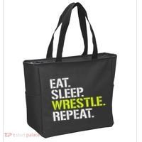 Eat Sleep Wrestle Repeat Cool Wrestling Tote Bag thumb 2