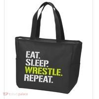 Eat Sleep Wrestle Repeat Cool Wrestling Tote Bag thumb 3