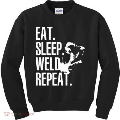 Eat Sleep Weld Repeat Welder Kids Sweatshirt