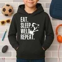 Eat Sleep Weld Repeat Welder Kids Hoodie thumb 2
