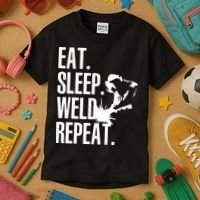 Eat Sleep Weld Repeat Welder Kids T-Shirt thumb 3