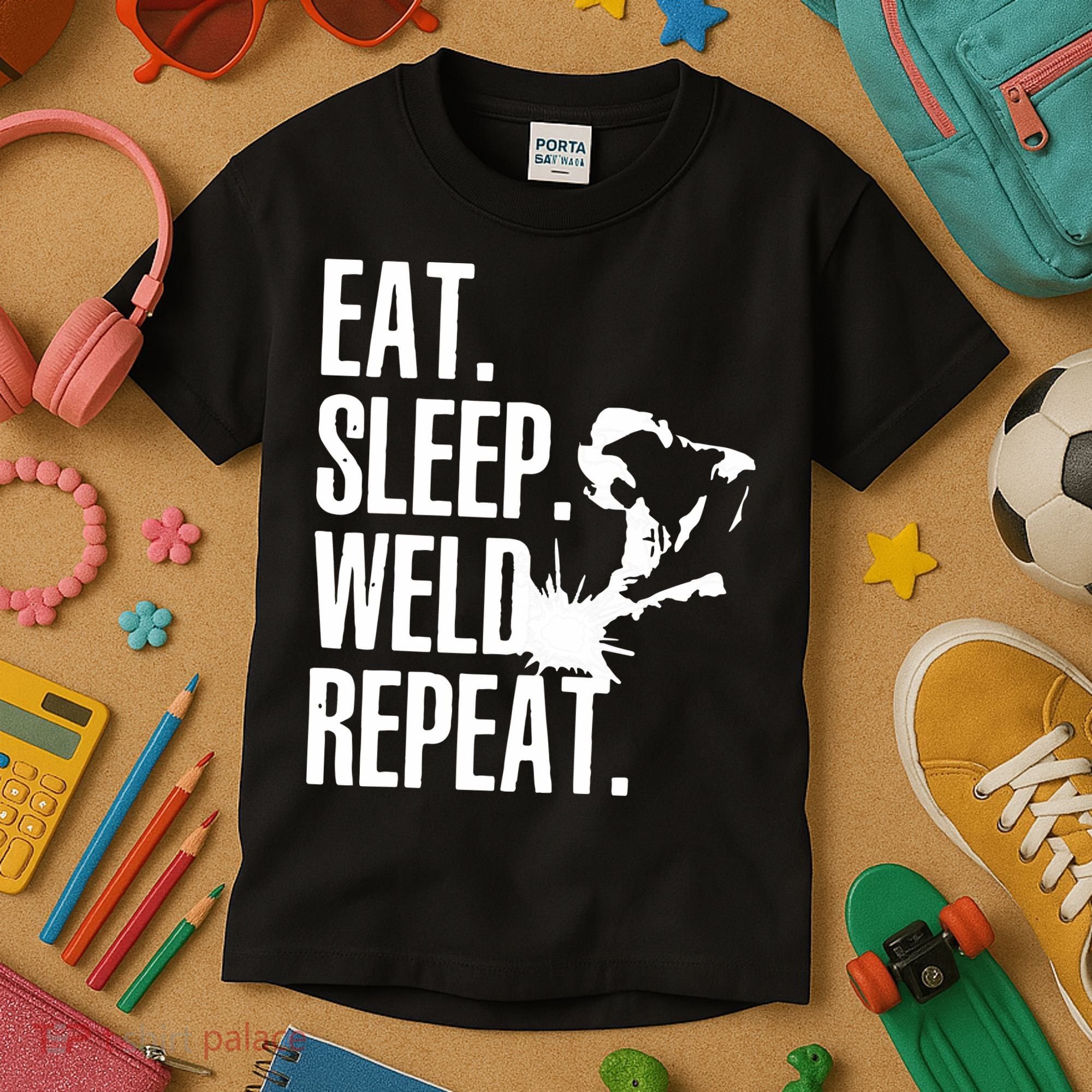 Eat Sleep Weld Repeat Welder Kids T-Shirt