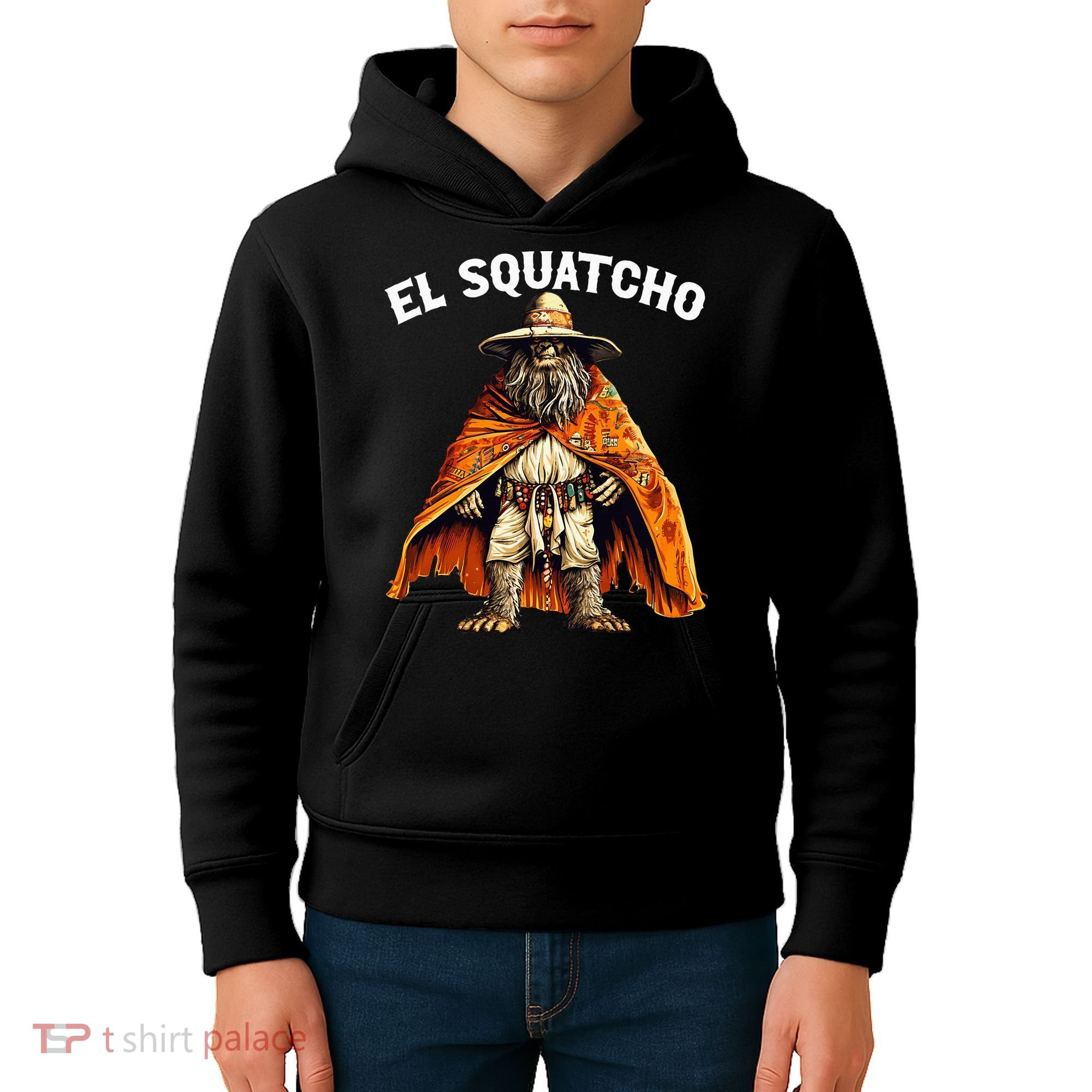 El Squatcho Western Mexican Bigfoot Sasquatch Lover Kids Hoodie