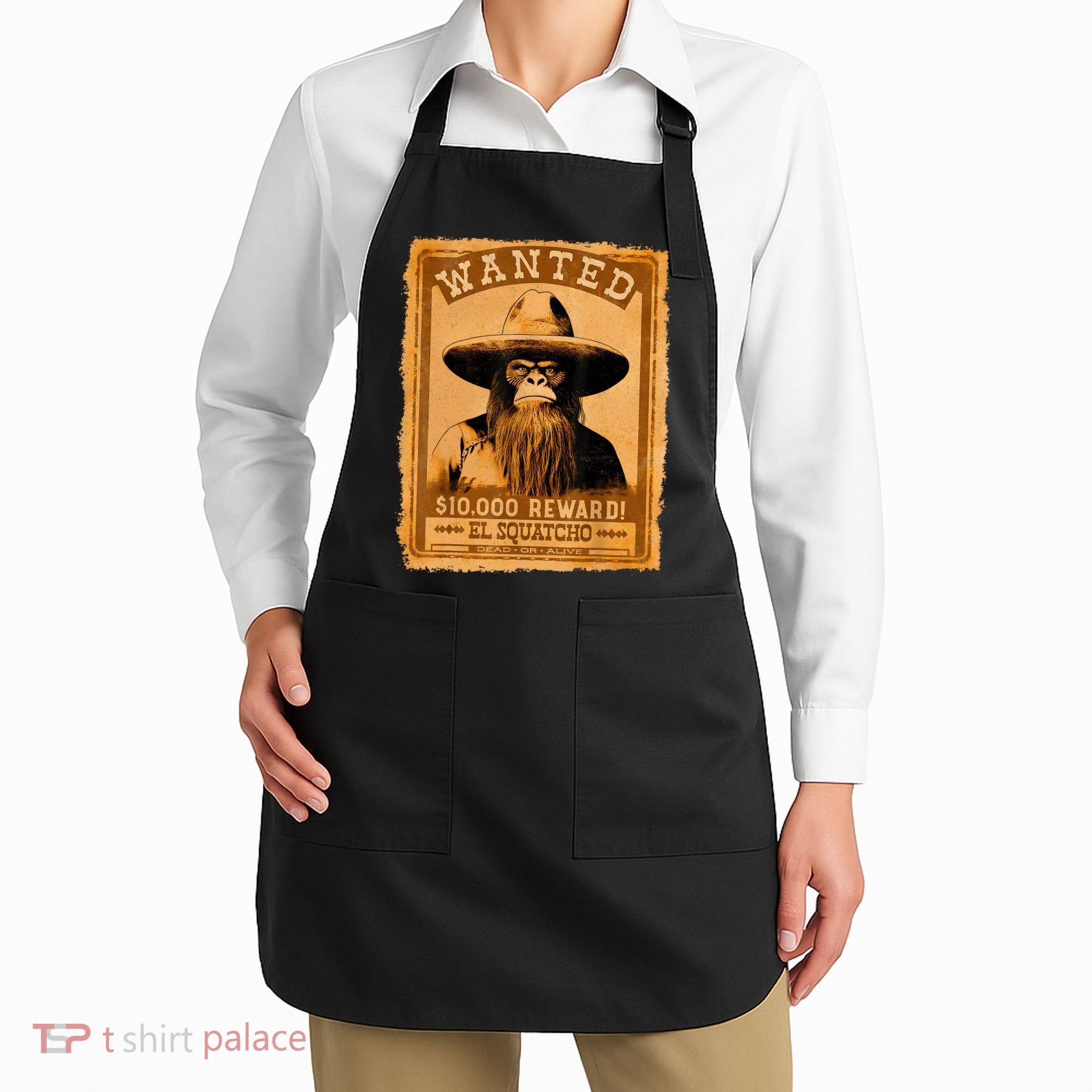 El Squatcho Wanted Poster – Western Bigfoot Funny Sasquatch Apron