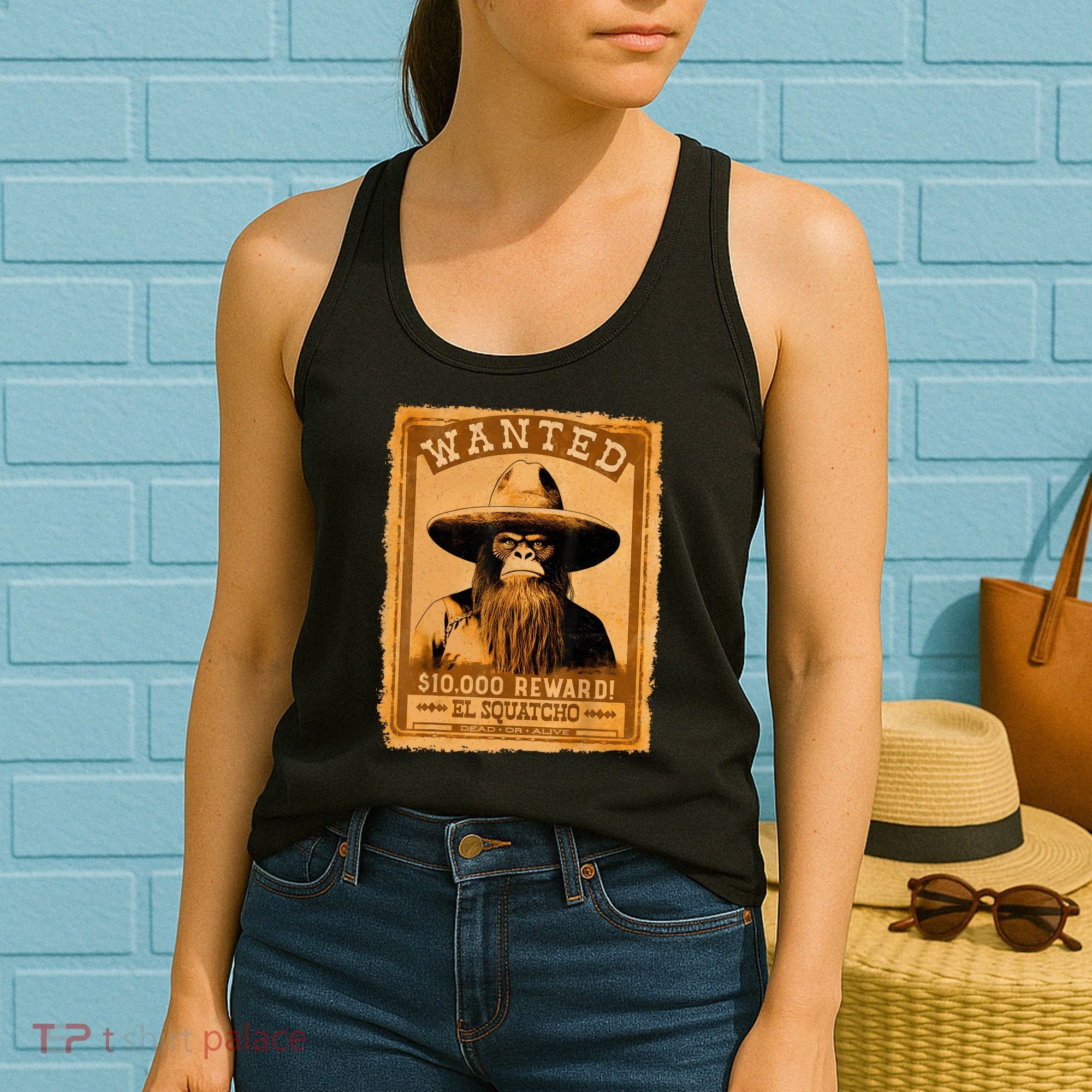 El Squatcho Wanted Poster – Western Bigfoot Funny Sasquatch Women's Tank Top