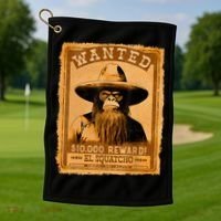El Squatcho Wanted Poster – Western Bigfoot Funny Sasquatch Golf Towel thumb 1