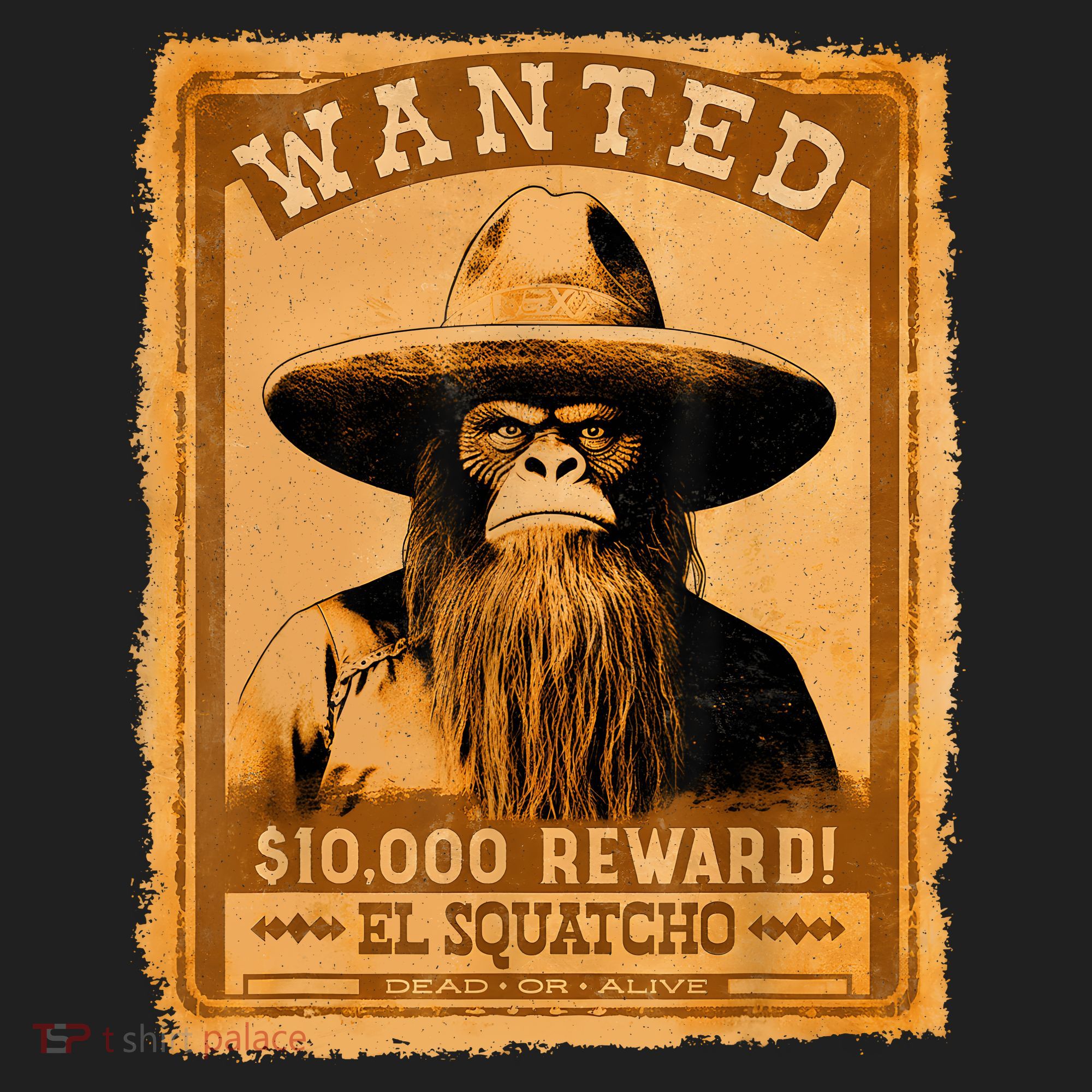 El Squatcho Wanted Poster – Western Bigfoot Funny Sasquatch Golf Towel