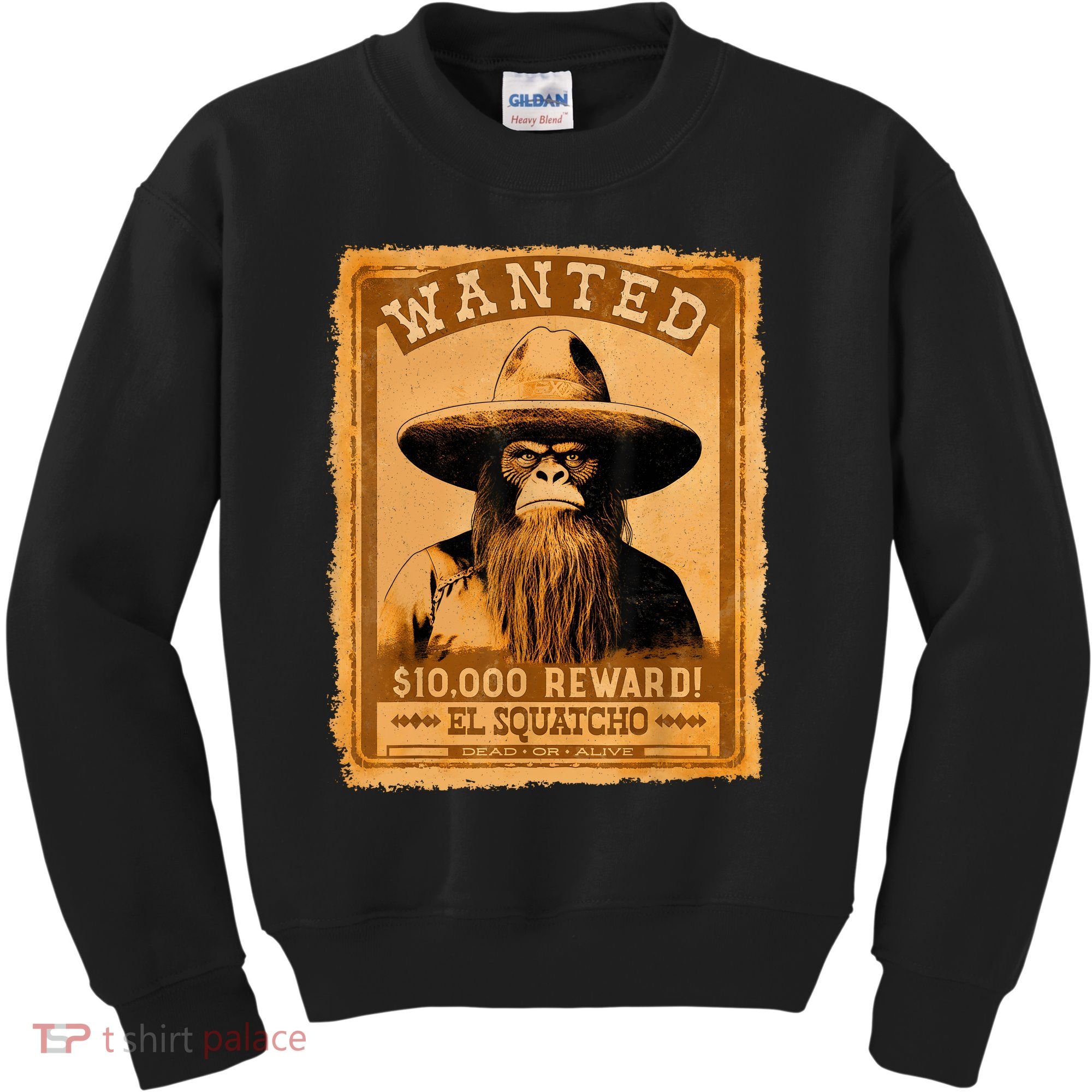 El Squatcho Wanted Poster – Western Bigfoot Funny Sasquatch Kids Sweatshirt
