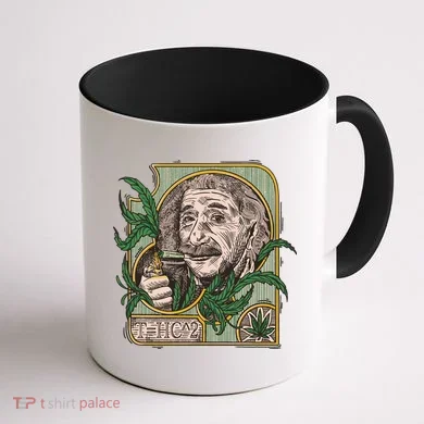 Einstein Smoking Weed Coffee Mug back