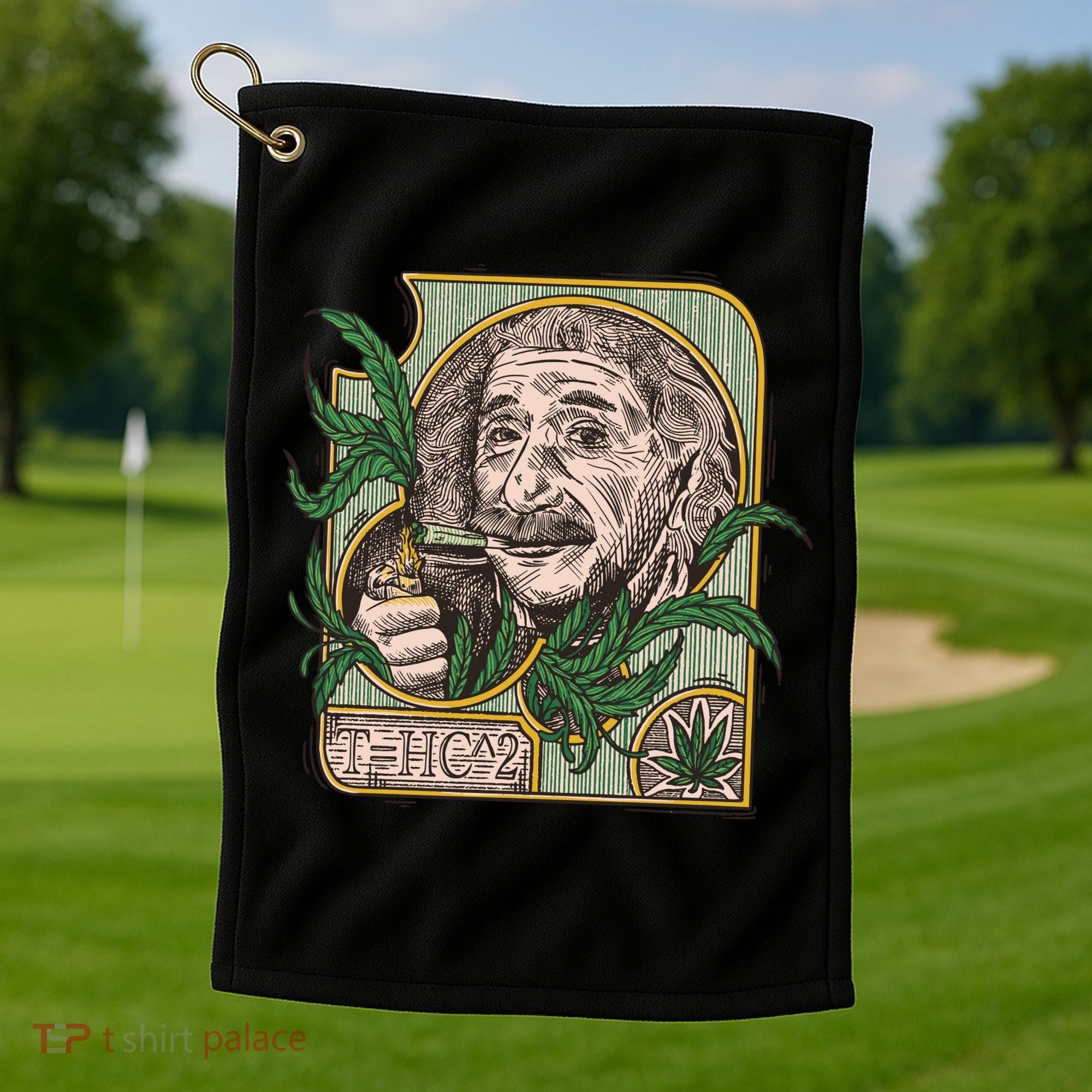 Einstein Smoking Weed Golf Towel