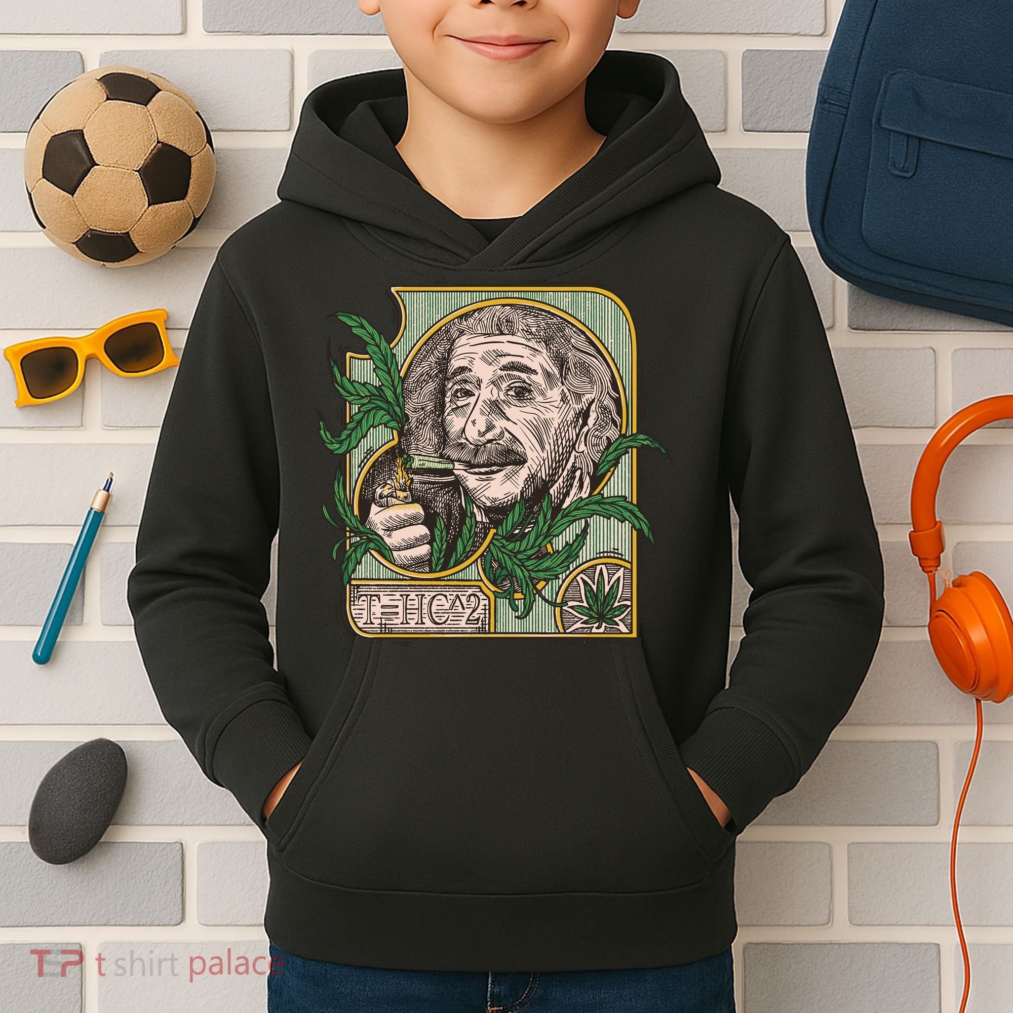 Einstein Smoking Weed Kids Hoodie