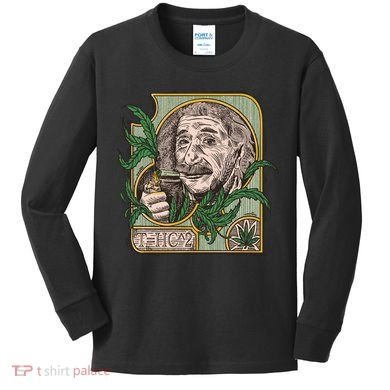 Einstein Smoking Weed Kids Long Sleeve Shirt