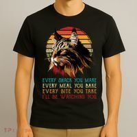 Every Snack You Make Ill Be Watching Funny Maine Coon Meow T-Shirt thumb 3