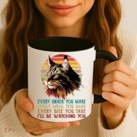 Every Snack You Make Ill Be Watching Funny Maine Coon Meow Coffee Mug thumb 3