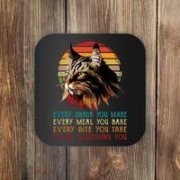 Every Snack You Make Ill Be Watching Funny Maine Coon Meow Coaster thumb 0