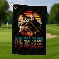 Every Snack You Make Ill Be Watching Funny Maine Coon Meow Golf Towel thumb 1