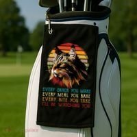 Every Snack You Make Ill Be Watching Funny Maine Coon Meow Golf Towel thumb 2