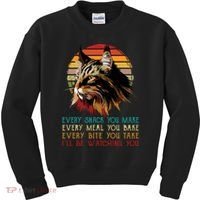 Every Snack You Make Ill Be Watching Funny Maine Coon Meow Kids Sweatshirt thumb 0