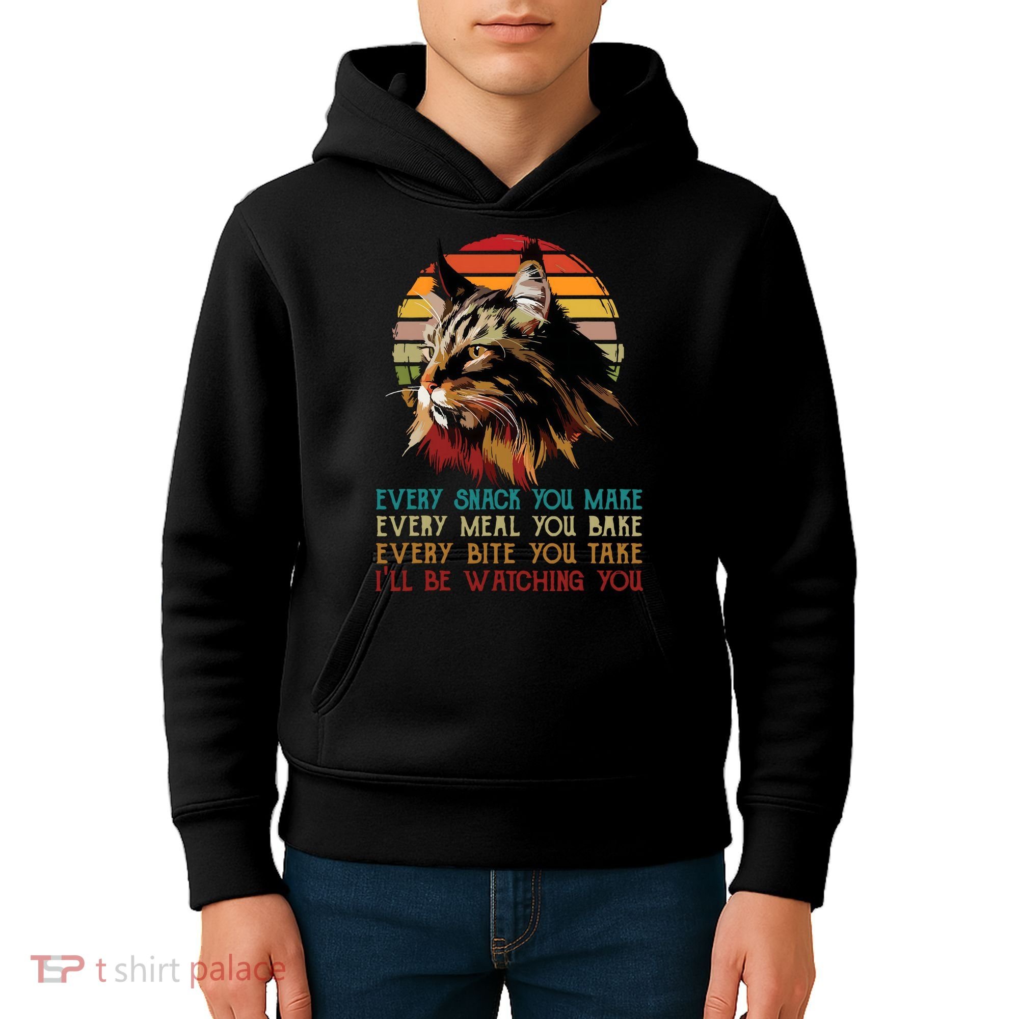 Every Snack You Make Ill Be Watching Funny Maine Coon Meow Kids Hoodie