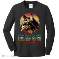 Every Snack You Make Ill Be Watching Funny Maine Coon Meow Kids Long Sleeve Shirt thumb 0