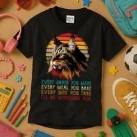 Every Snack You Make Ill Be Watching Funny Maine Coon Meow Kids T-Shirt thumb 3