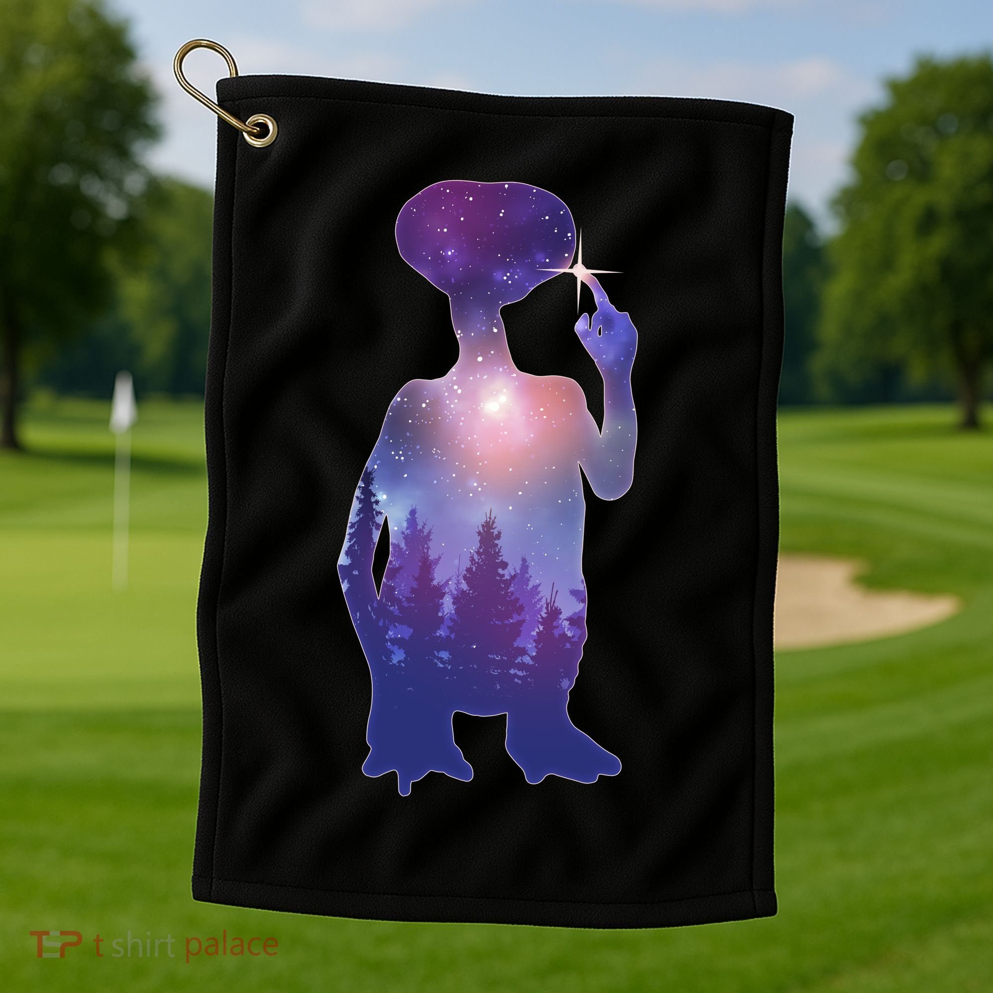 ET Alien Galaxy Forest Golf Towel