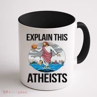 Explain This Atheists Jesus Basketball Funny Memes Gen-Z Coffee Mug thumb 1