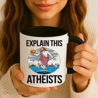 Explain This Atheists Jesus Basketball Funny Memes Gen-Z Coffee Mug thumb 3