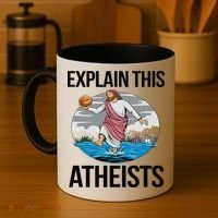 Explain This Atheists Jesus Basketball Funny Memes Gen-Z Coffee Mug thumb 4