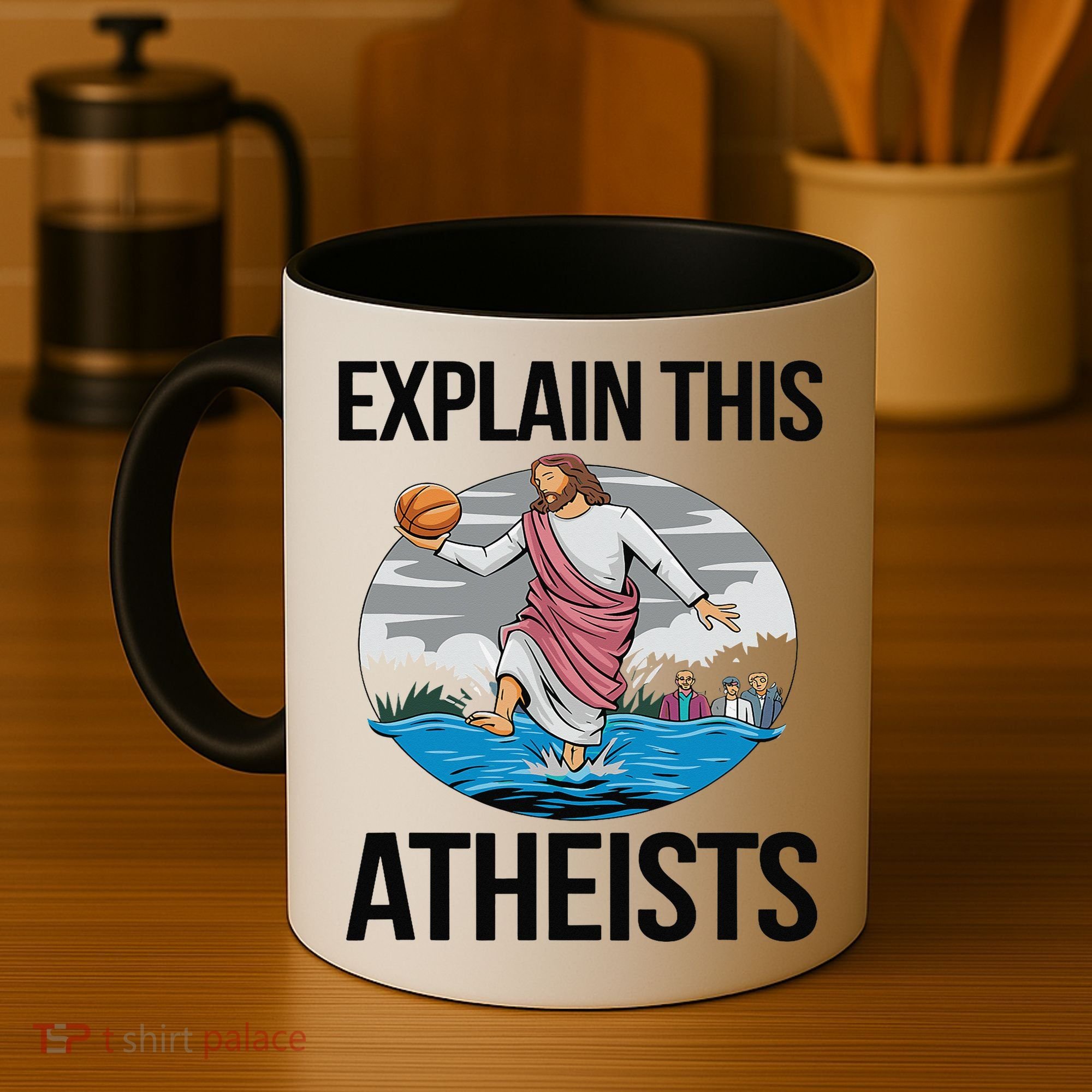 Explain This Atheists Jesus Basketball Funny Memes Gen-Z Coffee Mug