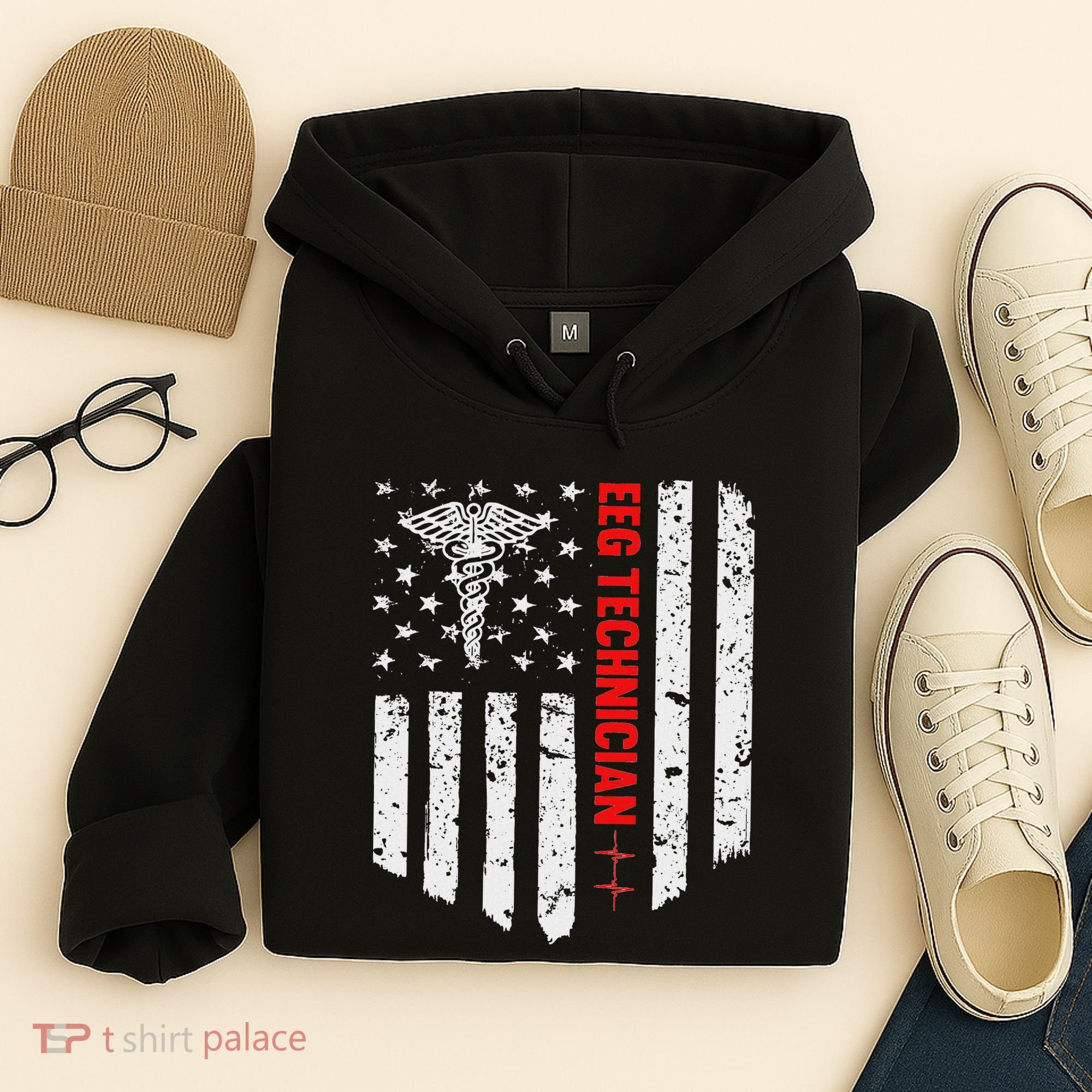 Eeg Technician American Flag Patriotic Medicine Gift Hoodie