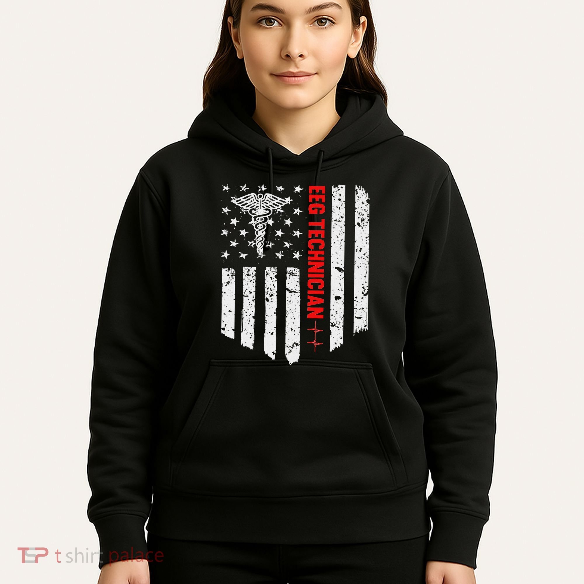 Eeg Technician American Flag Patriotic Medicine Gift Hoodie