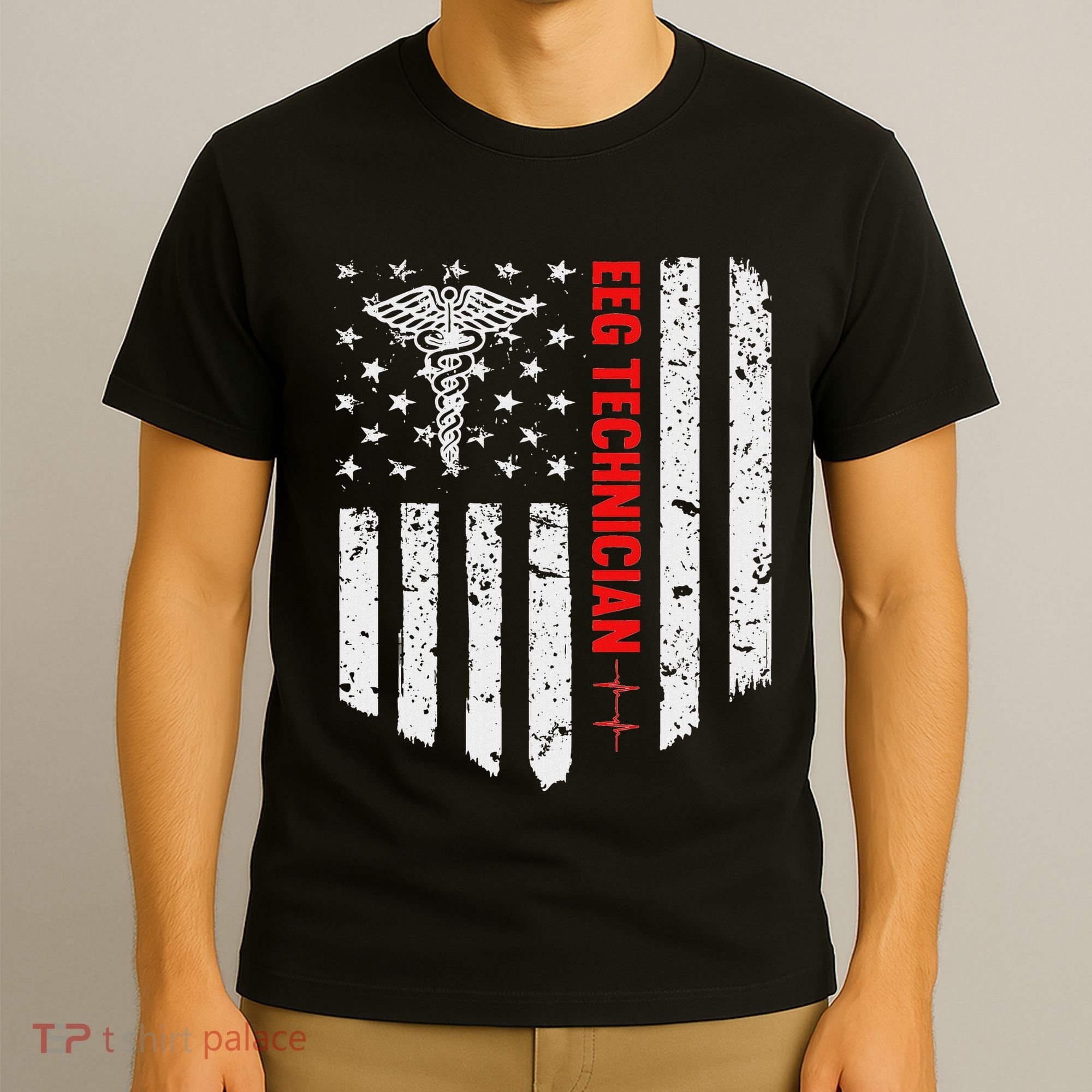 Eeg Technician American Flag Patriotic Medicine Gift T-Shirt