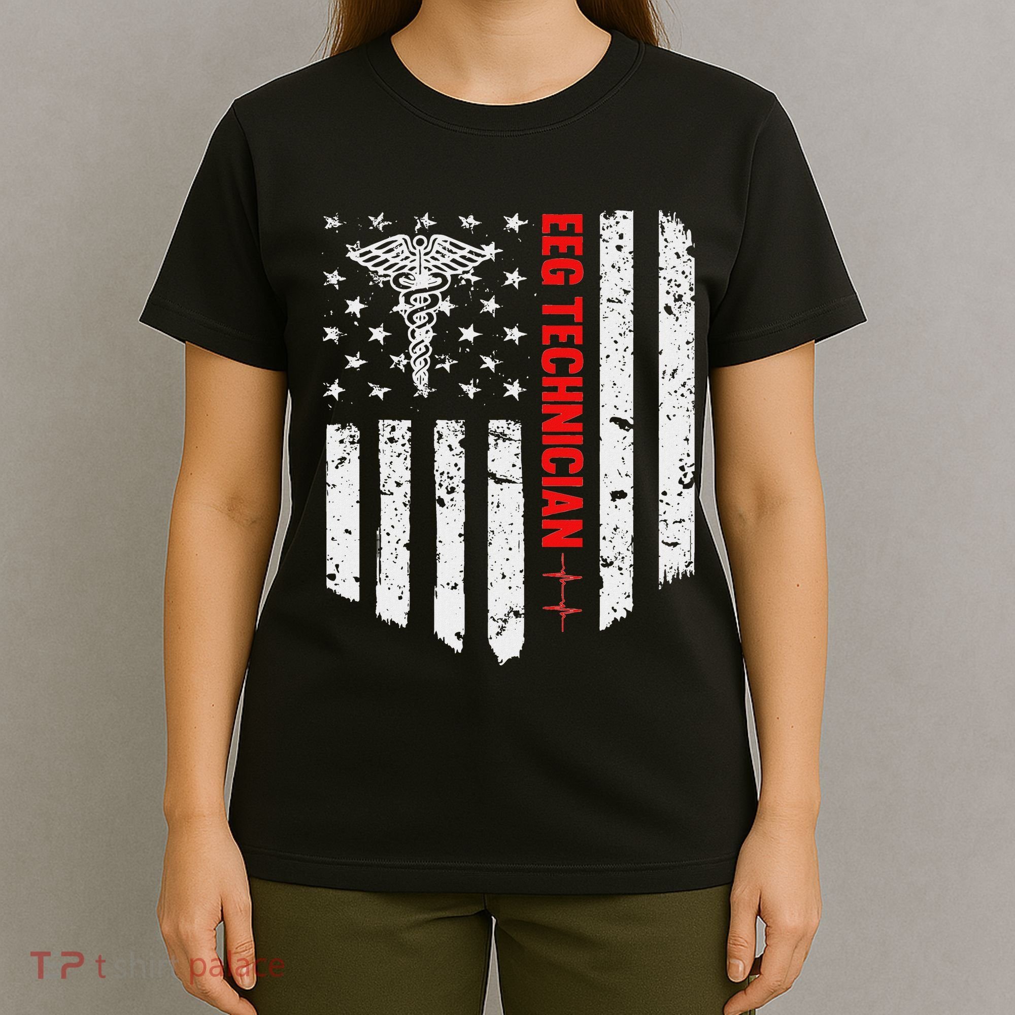 Eeg Technician American Flag Patriotic Medicine Gift T-Shirt