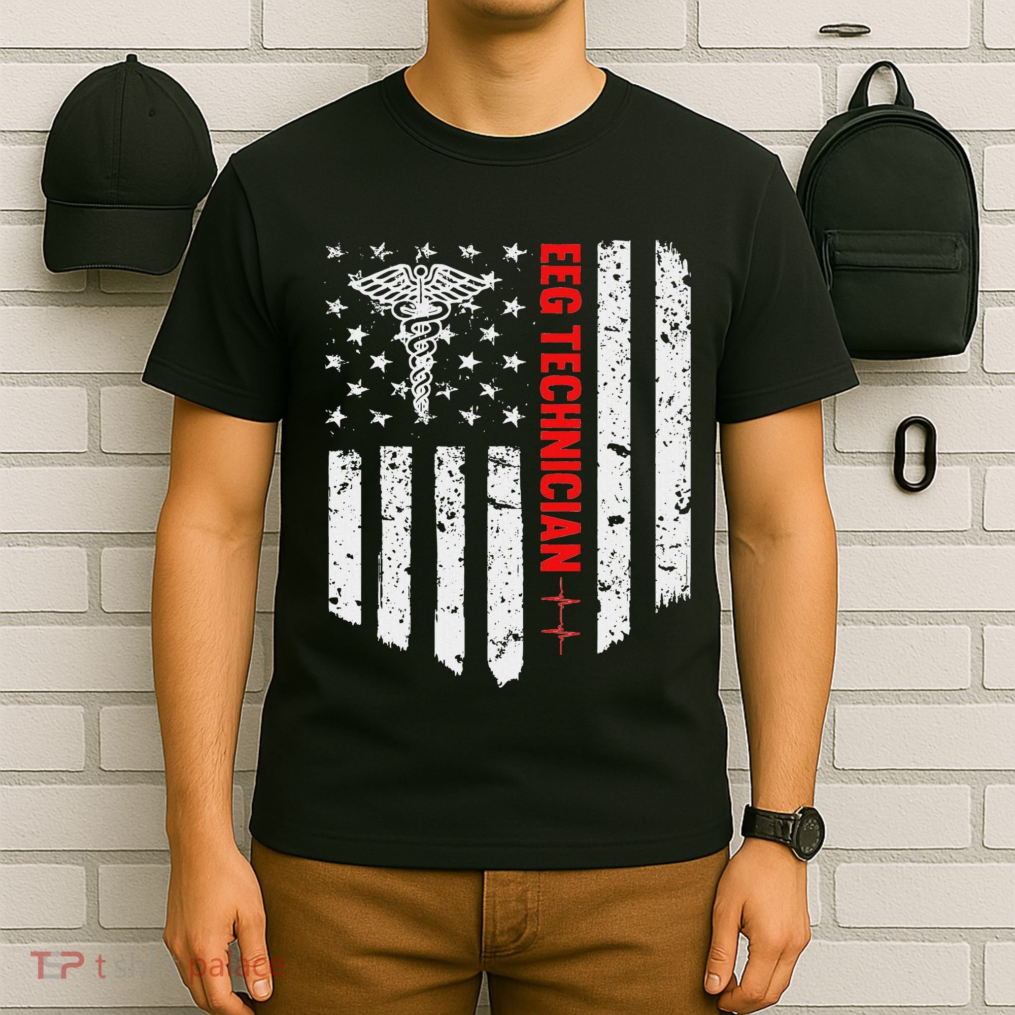 Eeg Technician American Flag Patriotic Medicine Gift T-Shirt