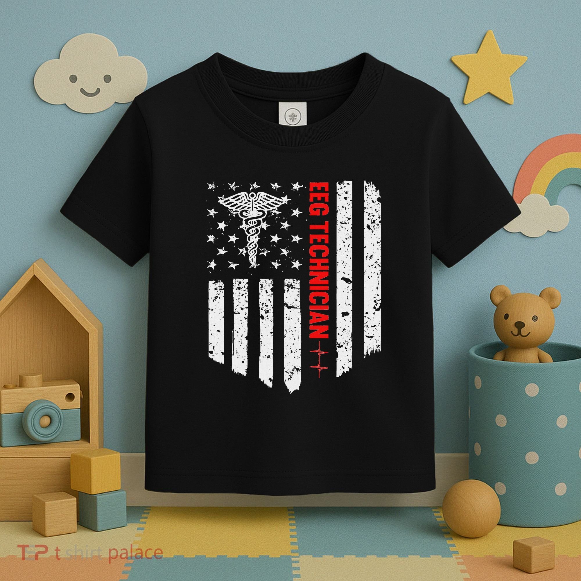 Eeg Technician American Flag Patriotic Medicine Gift Toddler T-Shirt