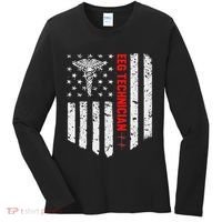 Eeg Technician American Flag Patriotic Medicine Gift Women's Long Sleeve Shirt thumb 0