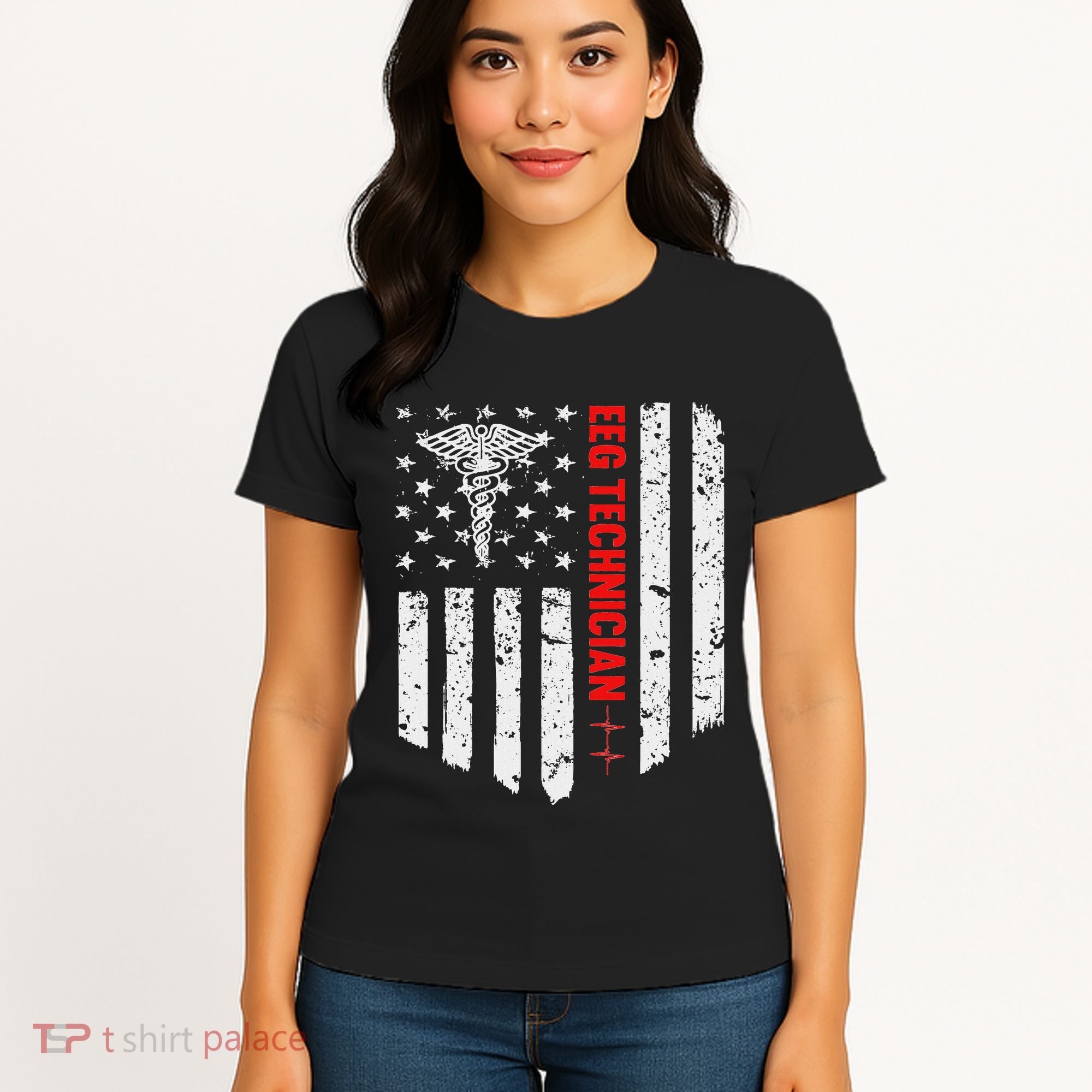 Eeg Technician American Flag Patriotic Medicine Gift Women's T-Shirt