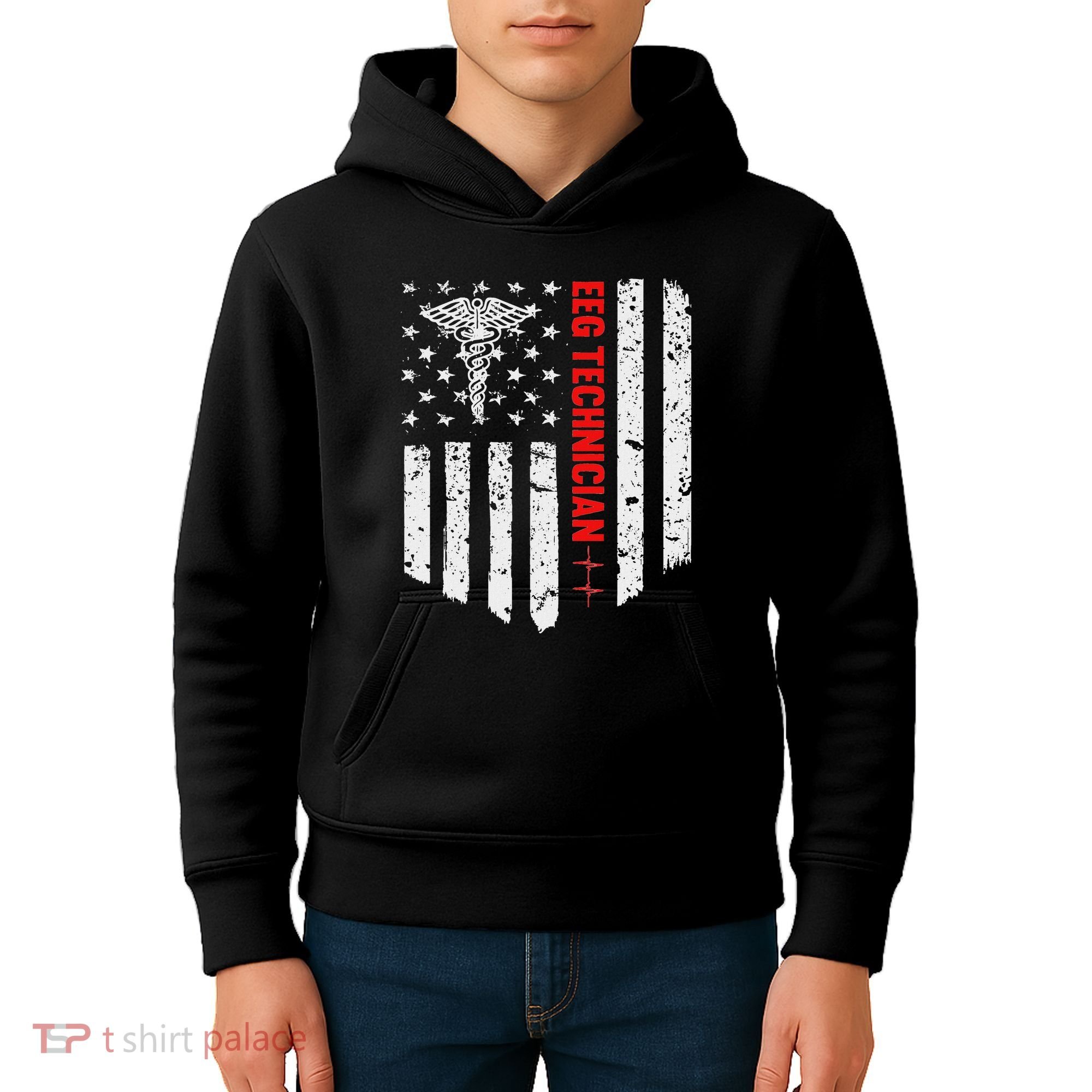 Eeg Technician American Flag Patriotic Medicine Gift Kids Hoodie