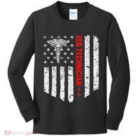 Eeg Technician American Flag Patriotic Medicine Gift Kids Long Sleeve Shirt thumb 0