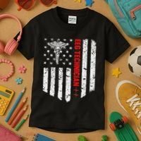 Eeg Technician American Flag Patriotic Medicine Gift Kids T-Shirt thumb 3