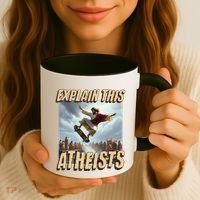 Explain This Atheists Funny Meme Jesus Skateboarding Coffee Mug thumb 3