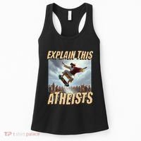 Explain This Atheists Funny Meme Jesus Skateboarding Women's Tank Top thumb 0