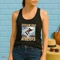 Explain This Atheists Funny Meme Jesus Skateboarding Women's Tank Top thumb 2